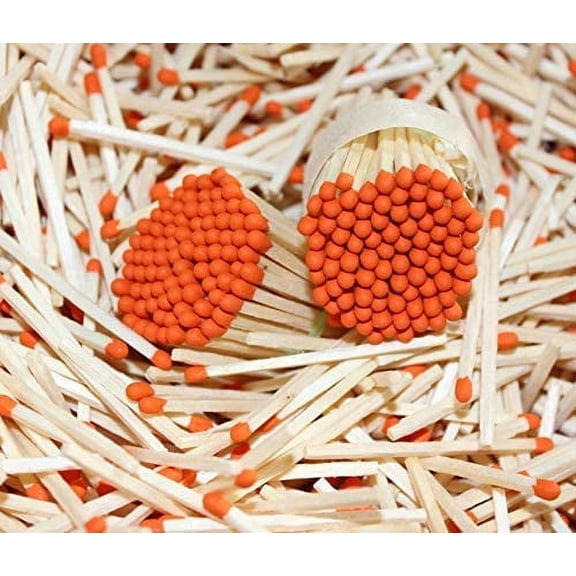 Orange Tip Decorative Matches, 200 Small Premium Wooden Matches | Artisan Matches for Candles, Safety Matches for Lighting Candles with Match Striker On The Bottle | Perfect Candle Accessories
