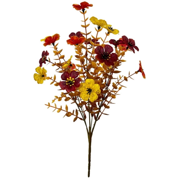 Orange Tone Artificial Fall Floral Pick, Mixed Autumn Simulation Flower Stem, DIY Vase Arrangement Centerpiece Decor For Halloween Thanksgiving Farmhouse Indoor Home