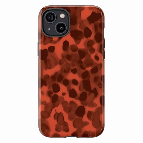 Orange Tortoise Shell Phone Case for iPhone 17 16 15 14 13 12 11 Pro Plus Mini, Dark Leopard Print Aesthetic Cover