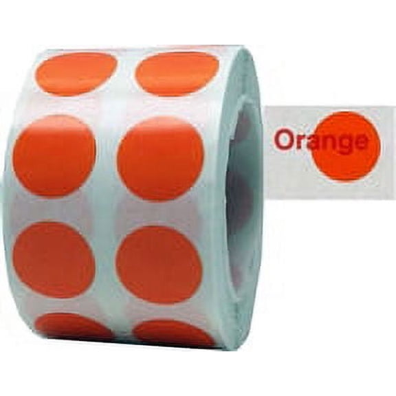 Orange Transparent Circle Dot Stickers | 0.5" Inch Round | 1000 Pack