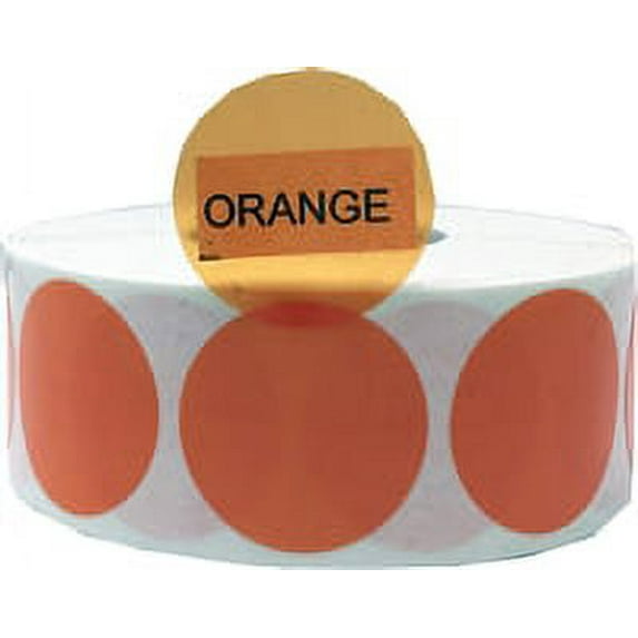 Orange Transparent Circle Labels | 1" inch Round - 500 Pack | InStockLabels.com