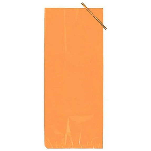 Orange Treat Bags | Orange Gusseted Bags | Orange Poly Bags - 9in. x 4in. - 48 Pieces/Pkg. (fdp1230orange)
