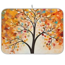 Orange Tree Abstract Dish Drying Mat Microfiber Kitchen Mats Large Counter Absorbent Dish Pad Drainer Rack 18"x24"