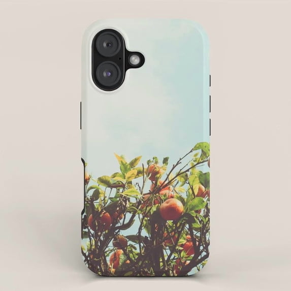 Orange Tree Branches on Pale Blue Tough Case for Apple iPhone ...