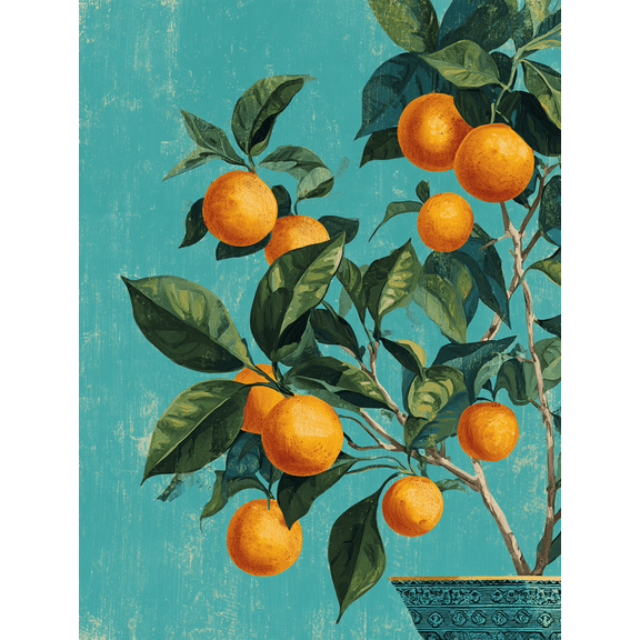 Orange Tree Canvas Wall Art,Fruit Botanical Decor for Kitchen Dining Room Living Room Restaurant
