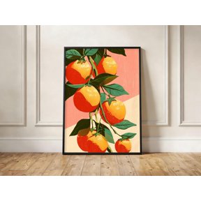 Orange Tree Poster Retro Citrus Botanical Wall Art Mid Century Kitchen Decor , Poster Print Only