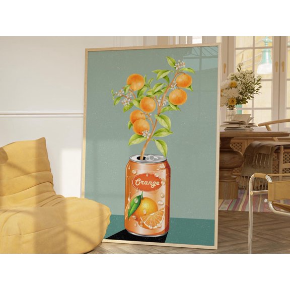 Orange Tree San Pellegrino Wall Art Decor Gardener Print Bold Funky Vibrant Quirky Kitchen Decor Plant Lover Tangerine Fresh Citrus Wall Art Wall Art, Modern Wall Decor, 8x12 UNFRAMED