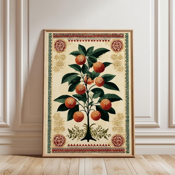 Orange Tree Vintage Botanical Illustration Nature Home Art Print, Unframed Paper Poster 16x20in