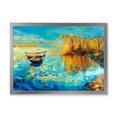 thumbnail image 1 of Orange Trees With Turquoise Lake During Sunset 32 in x 24 in Framed Painting Canvas Art Print, by Designart, 1 of 4