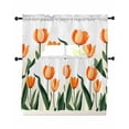 thumbnail image 1 of Orange Tulip Swag Curtains for Living Room/Bedroom Windows, Watercolor Retro Elegant Botanical Kitchen Curtains and Valances Set 36 Inch Length, Light Filtering Swags Valance Curtain Panels, 1 of 5