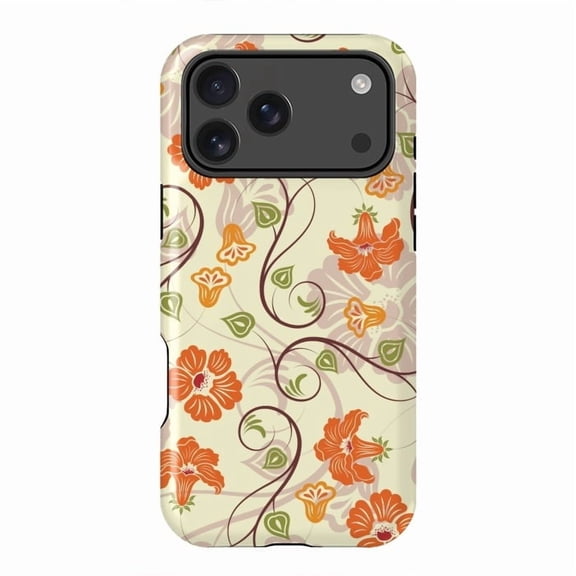 Orange Tulips Pattern 2 Floral Botanical Spring Case with iPhone 17 16 15 14 13 12 11 Pro Max