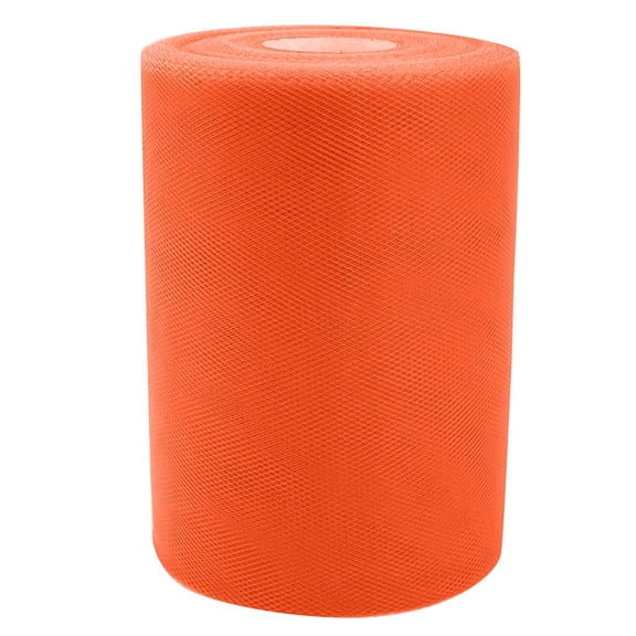 Orange Tulle Wedding Ribbon Decor - 6" x 100 Yards, Easter, Spring, Fabric Netting Ribbon, Garland, Swag, Veil, Streamers, Gift Wrapping, Decorative Bows, DIY, School, Wreaths, St. Patrick's Day