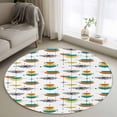thumbnail image 1 of Orange Turquoise Round Area Rug 3.3 FT, Non Slip Small Entryway Kitchen Mat, Boho Yellow Grey Color Block Bohemian Washable Soft Circular Rug Non-Shedding Door Mat for Bathroom Playroom Kids Room, 1 of 9