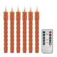 thumbnail image 1 of Orange Twisted Drip Wax LED Taper Candles, 6 Pcs 9.65in Flameless Candles with Remote Timer Dimmer for Halloween Decor, 1 of 7