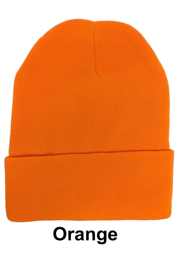 Orange Unisex Plain Warm Knit Beanie Hat Cuff Skull Ski Cap
