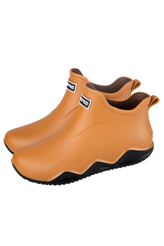 Orange Unisex Rubber Rain Boots Short Waterproof Casual Low Top Outdoor Rain Shoes For Men Women Solid Color Boots