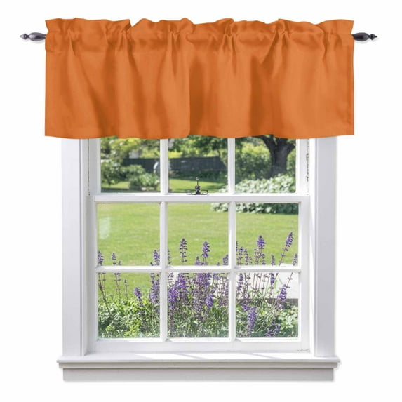 Orange Valance Curtain Solid Color Window Valances Rod Pocket Short Curtains Window Treatments for Kitchen Bedroom Bathroom Laundry 42" x 18"