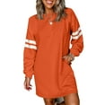 thumbnail image 1 of Orange Varsity Contrast Banded Sleeve Shift Sweatshirt Dress for Women | [ZhiHiMeRi] | L, 1 of 5