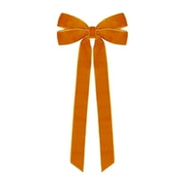 Orange Velvet Christmas Ornaments, Rustic Velvet Bows for Christmas Tree, 5x10 Inch Pre-Tied Vintage Xmas Bows for Wreaths, Gifts and Holiday Home Décor, Ribbon Bows for Garland