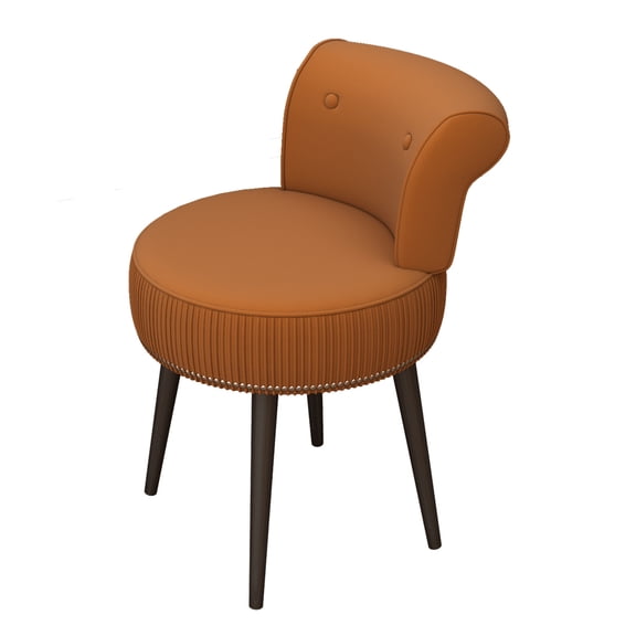 Orange Velvet Vanity Stool with Back - Vanity Chair with Low Back Tufted Accent Stool Makeup Chair for Bedroom Bathroom and Living Room