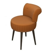 Orange Velvet Vanity Stool with Back - Vanity Chair with Low Back Tufted Accent Stool Makeup Chair for Bedroom Bathroom and Living Room