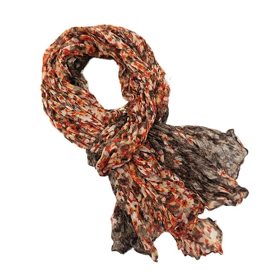 Orange Women'S Floral Silk Scarf Versatile Shawl Wrap 70.87 Inches Length 35.43 Inches Height Lightweight Accessory For All Seasons 1Pc Total Weight 0.18 Lb