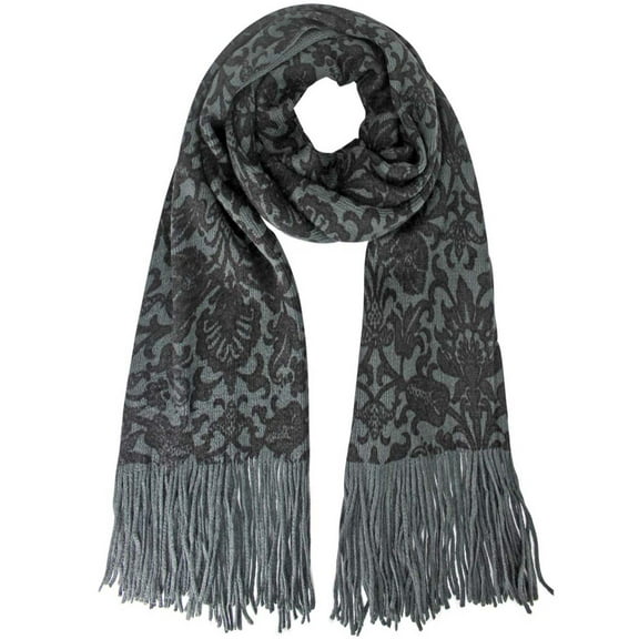 Orange Victorian Damask Print Long Knit Scarf