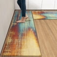 thumbnail image 1 of Orange Vintage Anti-Fatigue Kitchen Rug Set of 2 Red Yellow Beige Blue Abstract Cushioned Kitchen Floor Standing Mat Waterproof Non-Slip Kitchen Mats and Rugs PVC Ergonomic Comfort Foam Rug, 1 of 6