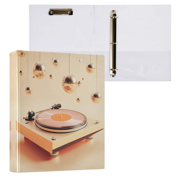 Orange Vinyl Record 3 Ring Hardcover Binders 1.5in Round Rings for Letter-Size Folder Paper Organizer Pockets for Office Student Recipe