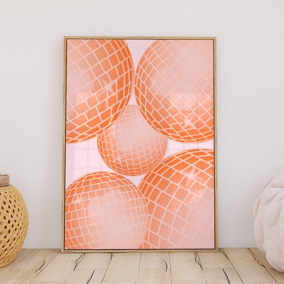 Orange Wall Art Disco Wall Art Trendy Preppy Poster College Dorm Room Decor Pink Orange Aesthetic Wall Art Yk2 Print Disco Ball Wall Art Wall Art, Modern Wall Decor, 8x12 UNFRAMED