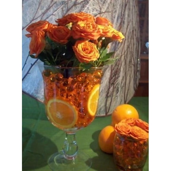 Orange Water Beads - Vase Fillers for Use with LED wedding party Water Submersible Lights , Tea Lights & Floating Candles