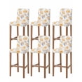 thumbnail image 1 of Orange Watercolor Floral Bar Stool Covers Set of 6, Spring Flower Abstract Art Stretch Washable Bar Chair Covers with Backs, Removable Pub Counter Height Chair Cover for Kitchen Dining Room Cafe, 1 of 7
