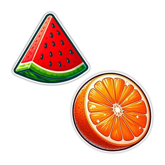Orange & Watermelon Fridge Magnet Set - Premium Acrylic Magnets for Kitchen & Home Decor (Set of 2 Fruit Magnet for Fridge)