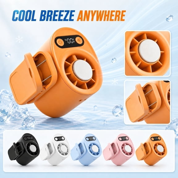 Orange Wearable Fan, Portable Neck Fan Rechargeable, Usb Fan for Desk, Battery Powered Fan Rechargeable, 3X3X2.5 Inch Compact Multi-Function Ice Cooling Mini Fan, That Works As A