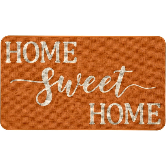 Orange Welcome Fall Door Mat, Home Sweet Home Doormat Decor Low-Profile Switch Rug Door Mat Floor Mat for Indoor Outdoor 17x29 Inch