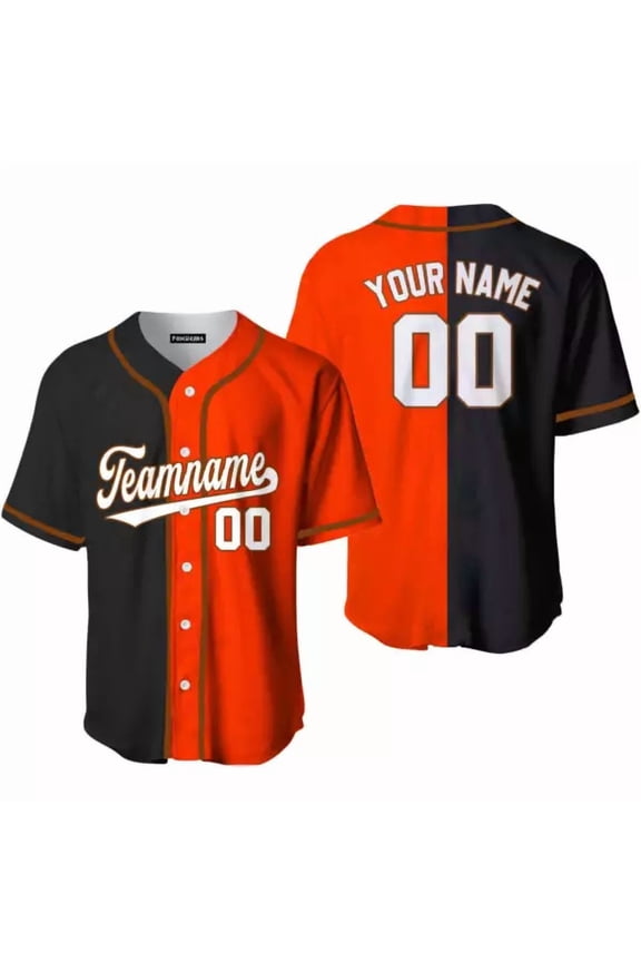 Orange White-Brown Black Split Fashion Baseball Jerseys For Men & Women JN10052_ - Hot Sal