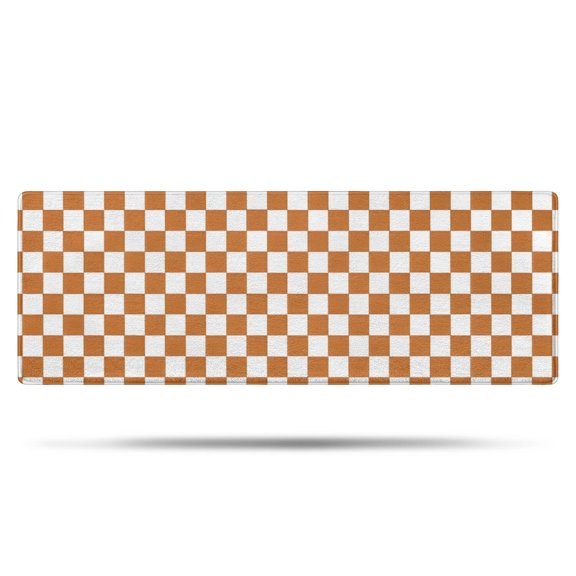 Orange and White Checkerboard Pattern Bathroom Rugs Mat,Non Slip Microfiber Bathroom Rug,Rubber Backing,Soft Bathroom Mats for Bathroom Floor,Tub and Shower,47x17in(120x43cm)