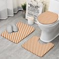 thumbnail image 1 of Orange and White Checkerboard Pattern Bathroom Rugs Sets 3 Piece,Toilet Cover Set,Absorbent Non Slip Bathroom Mats Sets with U-Shaped Contour Rug Toilet Rug Set, 1 of 5