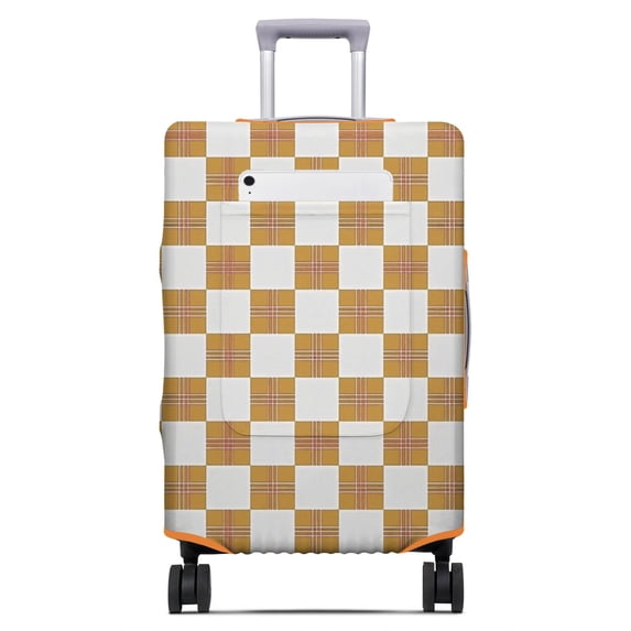 Orange and White Checkered Pattern Luggage Cover,Stretch Travel Baggage ...