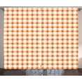 thumbnail image 1 of Ambesonne Orange and White Curtains 2 Panel Set, Plaid Motif, 108" x 108", Orange and White, 1 of 3