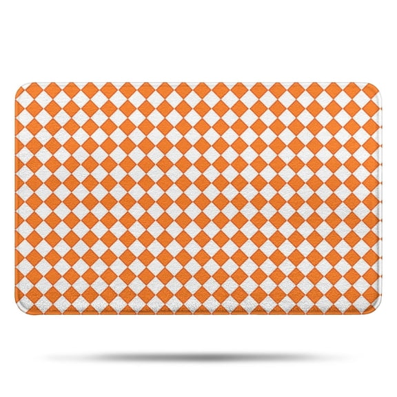 Orange and White Diamond Pattern Bathroom Rugs Mat,Non Slip Microfiber Bathroom Rug,Rubber Backing,Soft Bathroom Mats for Bathroom Floor,Tub and Shower,17x27in(43x68cm)