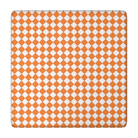 Orange and White Diamond Pattern Square Fitted Tablecloth with Elastic Edge,Square Table Cover,Washable Elastic Table Cover for Home Kitchen Party Decor 34"x34"