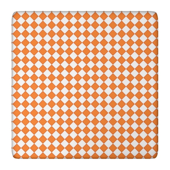 Orange and White Diamond Pattern Square Fitted Tablecloth with Elastic Edge,Square Table Cover,Washable Elastic Table Cover for Home Kitchen Party Decor 36"x36"