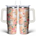 thumbnail image 1 of Orange and White Dog Flowers 30 Oz Tumbler with Handle Lid and Straw, Stainless Steel Double Walled Vacuum Insulated Cup, Cute Birthday Gifts Tumbler for Women Men Friends, 1 of 1