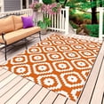 thumbnail image 1 of Orange White Geometric Outdoor Rug 3x5 Ft, Non Slip Washable Area Rug, Modern Abstract Art Patio Rugs Carpet Runner, Large Floor Mat for Indoor/Outdoor Deck Porch Camping, 1 of 8