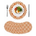 thumbnail image 1 of Orange White Geometric Round 13 Inch Placemats Set of 8, Modern Abstract Art HeatResistant Non Slip Place Mats for Dining Table, Wipeable Braided Kitchen Table Mats for Housewarming, 1 of 9