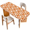 thumbnail image 1 of Orange White Geometric Table Cloths for 8 Foot Rectangle Tables, Modern Abstract Art Patio Waterproof Elastic Fitted Tablecloths, Washable Rectangular Table Cover for Camping, 1 of 8