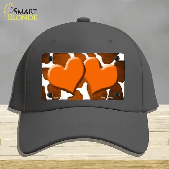 Orange White Hearts Giraffe Oil Rubbed Novelty License Plate Hat Cotton Charcoal