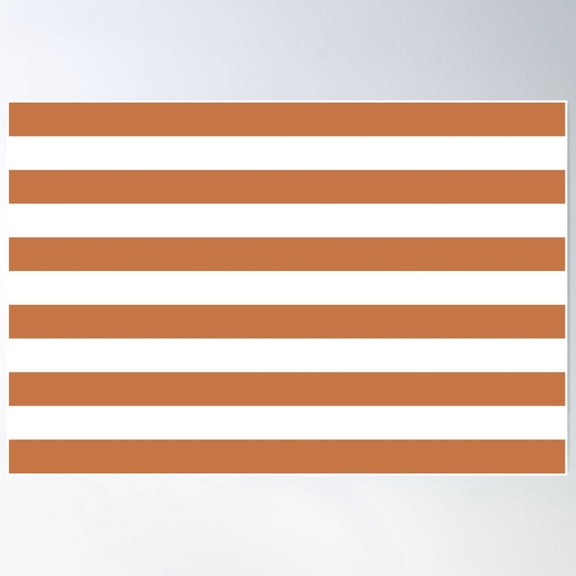Orange And White Horizontal Stripe Pattern 2022 Trending Color - Hue - Shade - Colour Pantone Tomato Cream 16-1348 Poster Wall Art, Modern Wall Decor For Living Room Bedroom, 16x24 UNFRAMED