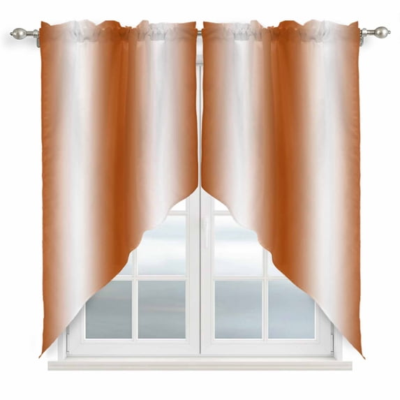 Orange White Ombre Kitchen Window Curtains, Swag Curtains Valance for Bedroom Living Room Bathroom, Farmhouse Country Minimalist Art Rod Pocket Window Treatment Curtain Block Drapes 2 Panels 36"x36"